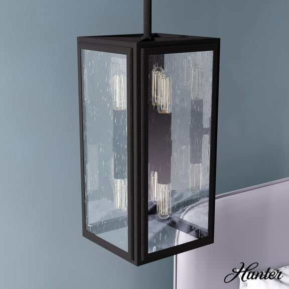 Hunter - Felippe 6-light Natural Black Iron, Mini Pendant Light, Dimmable, Casual Style, Rectangle Shaped, for Bedrooms, Dining, Living Rooms - 19261