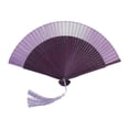thumbnail image 1 of Abanico plegable de mano, clásico oriental, ligero, de bambú, ideal para fiestas y festivales. Violeta, 1 of 9