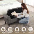 thumbnail image 3 of Gelloan Storage Ottoman Bench for Bedroom,Upholstered Bedroom Bench with Rolled Arms and Rivets, Storage Chest for Living Room,Grey,51 Inches, 3 of 8