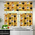 thumbnail image 3 of Cartoon Ghost Kitchen Curtains and Valances Set 3 Pieces Purple Kitchen Curtains Halloween Window Treatments for Cafe Living Room Decor (54"x18"+27.5"x36"x2), 3 of 5