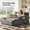 thumbnail image 4 of Homefun 61'' Oversized Chenille Chaise Lounge Chair,No Assembly Indoor Reading Sofa with 3 Pillows for Living Room Bedroom,Gray, 4 of 8