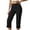 Black, variant on Womens Capri Pants High Waisted Sleek High Cargo Style For Casual Everyday Fit Stretchy Flex Flat Front Summer Pants