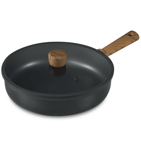 Carote Titanium Nonstick Saute Pan with Lid, 11" Non-Stick Jumbo Cooker Compatible with All Stoves, Dishwasher Safe, 5QT, Black