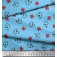 thumbnail image 2 of Soimoi Blue polyester Crepe Fabric Floral & Tribal Skull Printed Fabric 1 Yard 52 Inch Wide, 2 of 3