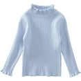 thumbnail image 1 of WUANDIXFA Baby Infant Knit Sweater Autumn and Winter Girls' Pullover Solid Color Knitted Sweater with Ruffled Neck Bottoming Knitted Sweater Light Blue,4-5 Years, 1 of 4