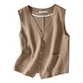 thumbnail image 2 of Women's Linen Button Down Sleeveless Vest Business Lightweight Jacket, 2 of 6