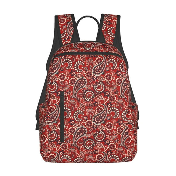 Disketp Vintage Red Paisley Mochila Ligera e Impermeable, Mochila de Día Resistente para Viajes, Senderismo y Uso Diario para Hombre y Mujer