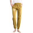 thumbnail image 1 of Womens Cargo Pants With Pockets Minimalist Spring Summer Solid Color Pants With Printed Pockets Drawstring Baggy Pants Women Yellow XL, 1 of 3