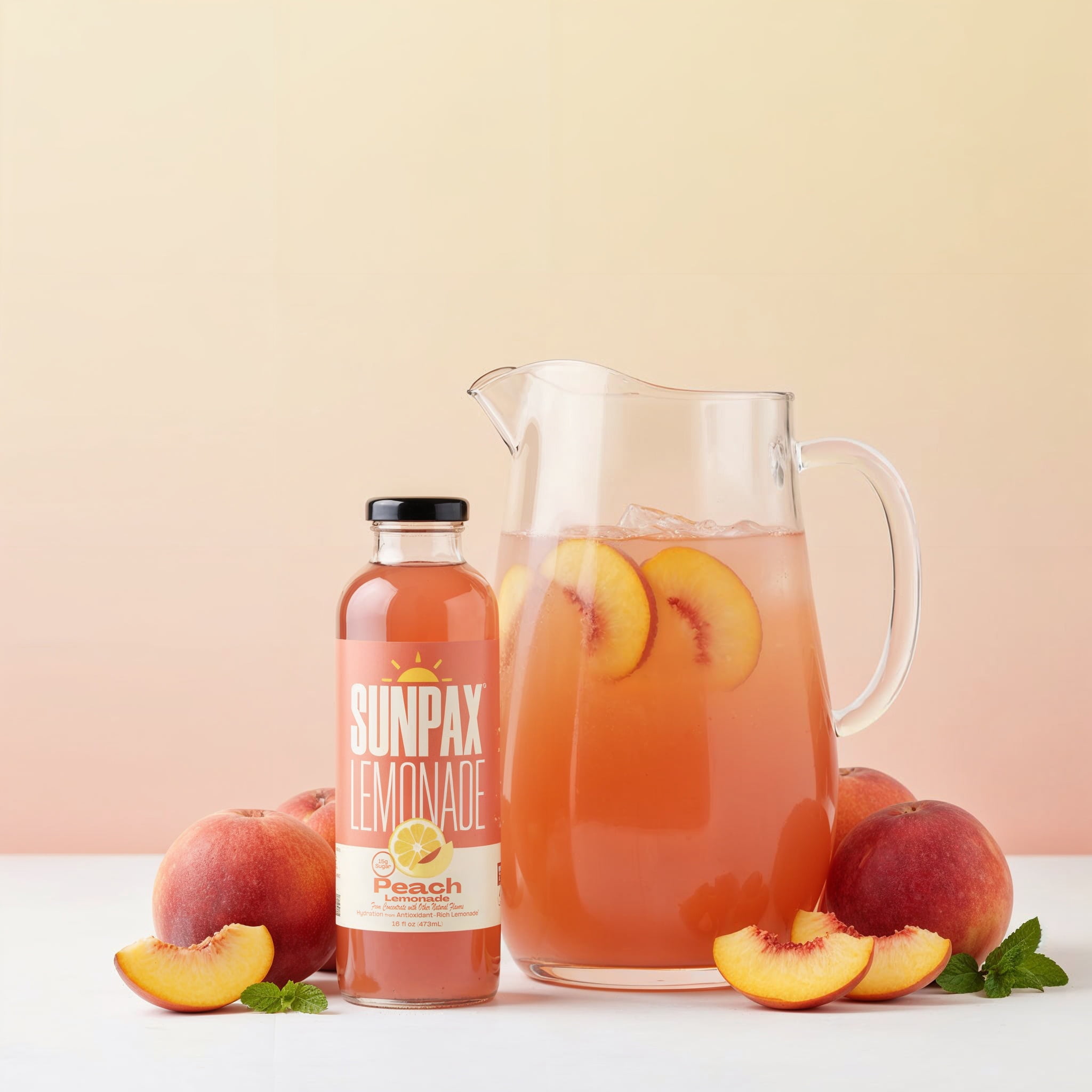 Sunpax Non GMO, All Natural Juice, Peach Lemonade, 16 fl oz