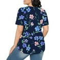 thumbnail image 4 of PVCS Womens Tops Clearance Under $5 Fashionable Women's Casual Short Sleeved Loose Round Neck Printed Top, 4 of 7