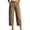 Khaki, variant on Women's Straight Leg Capri Pants Elastic Waist Cotton Blend Lounge Khaki Loose Fit Cropped Pants with Pockets Size L