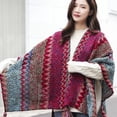 thumbnail image 2 of Poncho Cape en Tricot pour Femmes, Cardigan Kimono Tricoté avec Franges pour Automne Hiver, 2 of 5