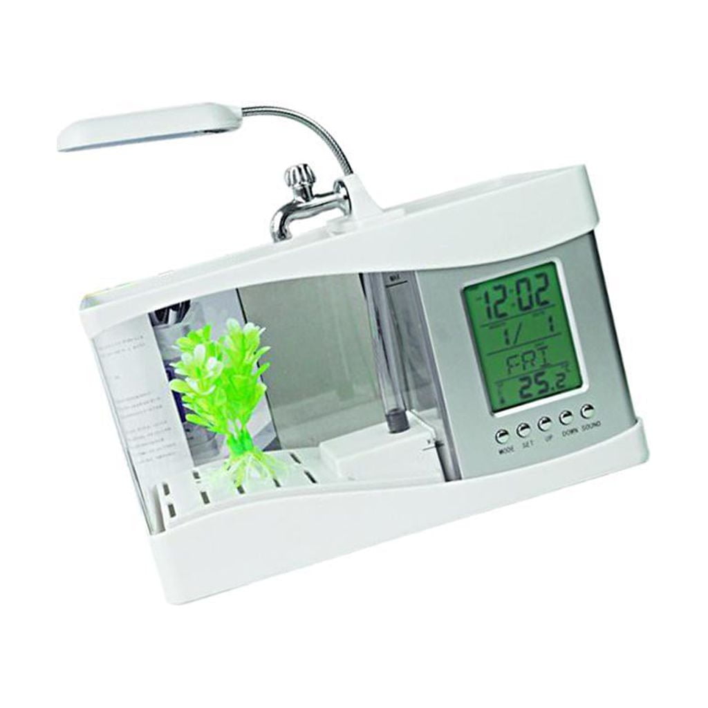EHJRE Aquarium Mini Desktop LED Fishing Fish Tank Aquarium W/ LED Lamp - White, 24 x 10 pieces 19cm