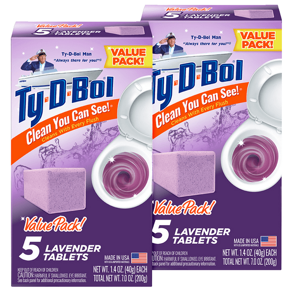 Ty-D-Bol Bleach-Free Toilet Bowl Cleaner Tablets, Unscented, 1.4 oz, 10 Pack