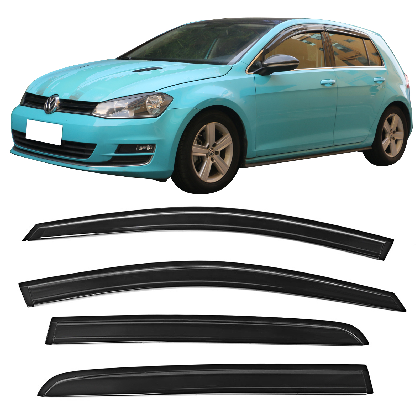 Ikon Motorsports Compatible with 1519 VW Golf MK6 Window Vent Visor