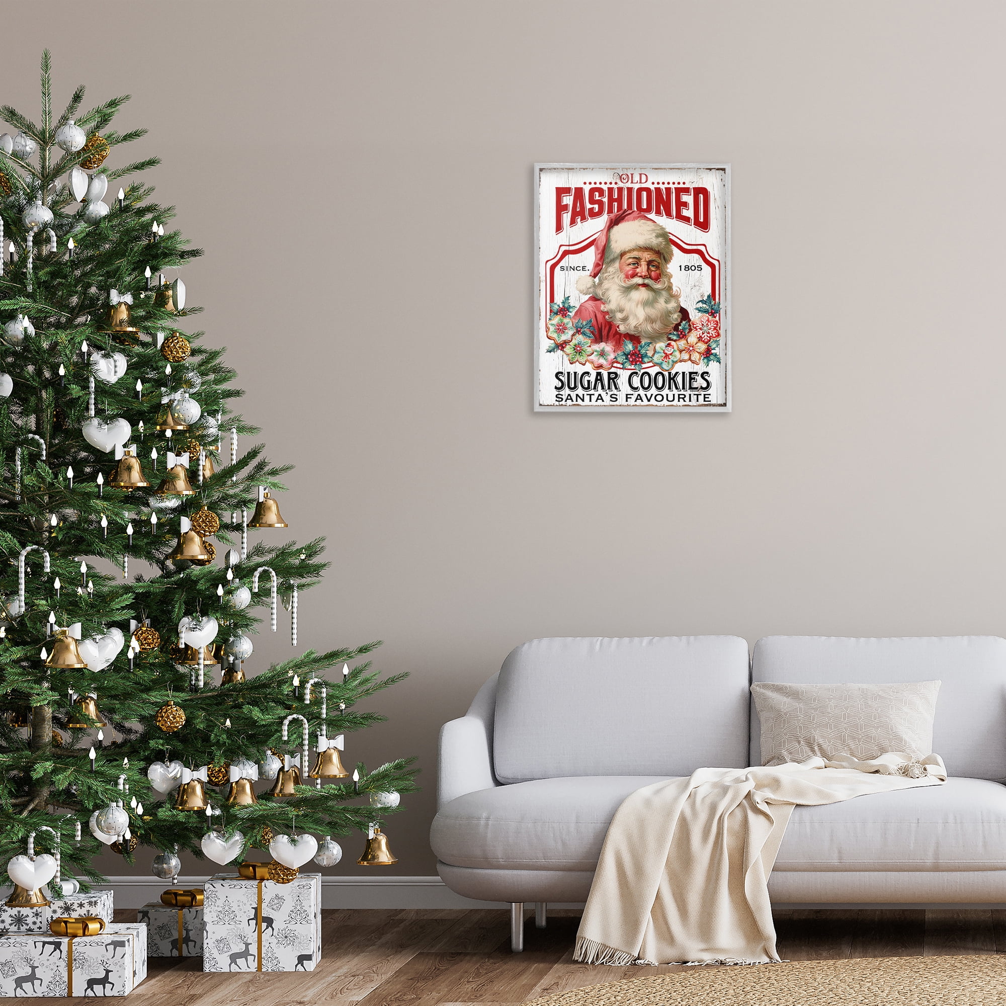 Stupell Industries Old Fashioned Cookies Holiday Painting Gray Framed Art Prints Wall Art, 24 x 30