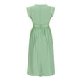 thumbnail image 5 of ClodeEU Women's V Neck Lace Cutout Short Sleeve Dress ,Patchwork Midi Dress for Spring Summer Green,Womens Plus M, 5 of 6