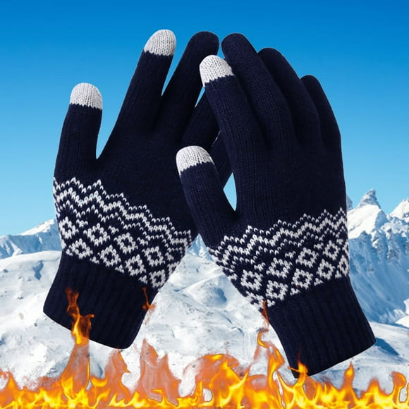 Gloves Mittens Men's And Women's Snowflake Printing Gloves, Creative And Fashionable Mobile Phone With Screen Knitted Gloves, Thick And Warm Winter Adult Gloves Mittens