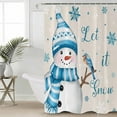 thumbnail image 2 of Small Stall Shower Curtain 36x78 Inch Narrow Half Size Blue Christmas Snowman Bath Curtains Bathroom Decor Xmas Snowflake Birds Waterproof Fabric Shower Curtain Set with Hooks 36 Inch, 2 of 6