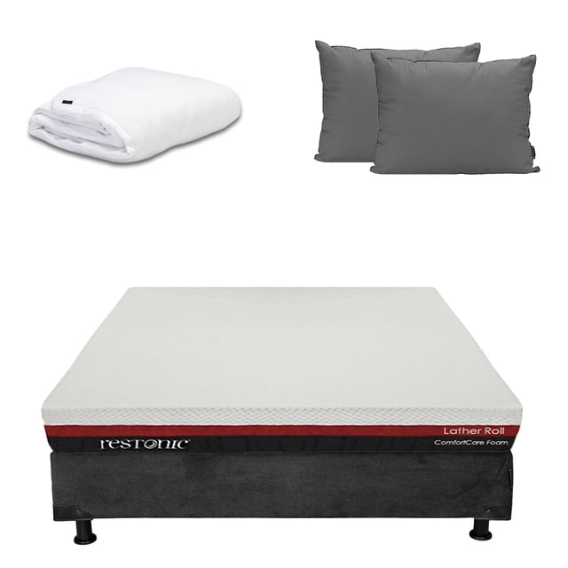 Colchón en caja Matrimonial Roll + Box + Almohadas 2Pack + Protector Cloud