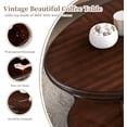 thumbnail image 6 of LKTART 3-Piece Vintage Oval Coffee Table Set - Cherry Wood Table with Carved Legs for Living Room & Office, 6 of 7