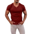 thumbnail image 2 of longantii Henley Shirts for Men Cotton Henley Tshirt Basic Loose Quick-Dry Shirts Polo Stylish Athletic Tees Work Vacation Outfits Wine L, 2 of 5