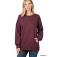 thumbnail image 2 of Zenana Women & Plus (S-3XL) Basic Relaxed Long Sleeve Round Neck Sweatshirts w/Side Pockets, 2 of 2