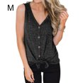 thumbnail image 1 of Chaleco Con Cuello En V Sin Mangas Con Lazo Al Frente Camiseta Mujer Verano Botón Top, Gris, M sidaley AP002390-06, 1 of 7
