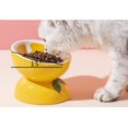 thumbnail image 5 of Cuenco de cerámica para gatos, cuenco para comida para gatos para proteger la columna cervical, boca inclinada, suministros para mascotas, cuenco alto (amarillo limón), boca inclinada, 180, 5 of 5