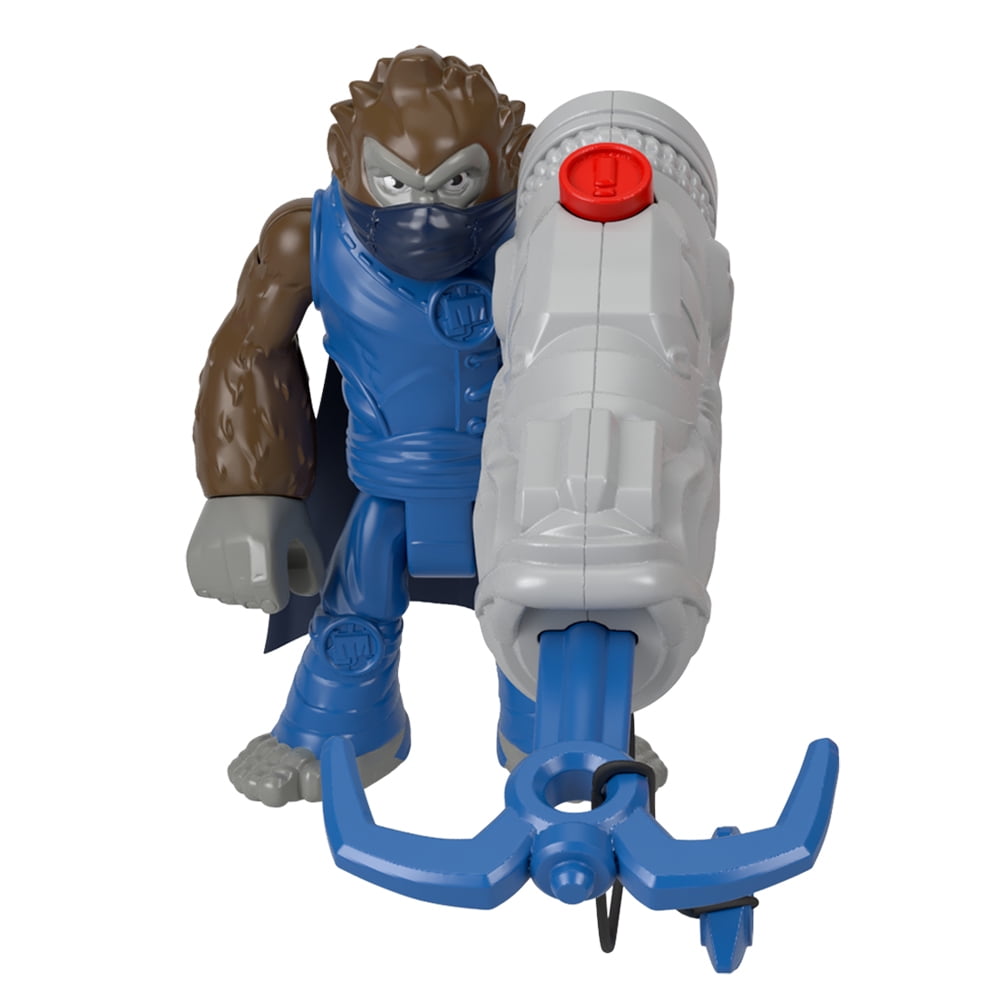 Replacement Part for Fisher-Price Imaginext Gorilla Fortress Playset - HML57 - GYX00 ~ Replacement Posable Monkey Figure wearing Mask, Grappling Hook and Launcher ~ Works well with other sets too