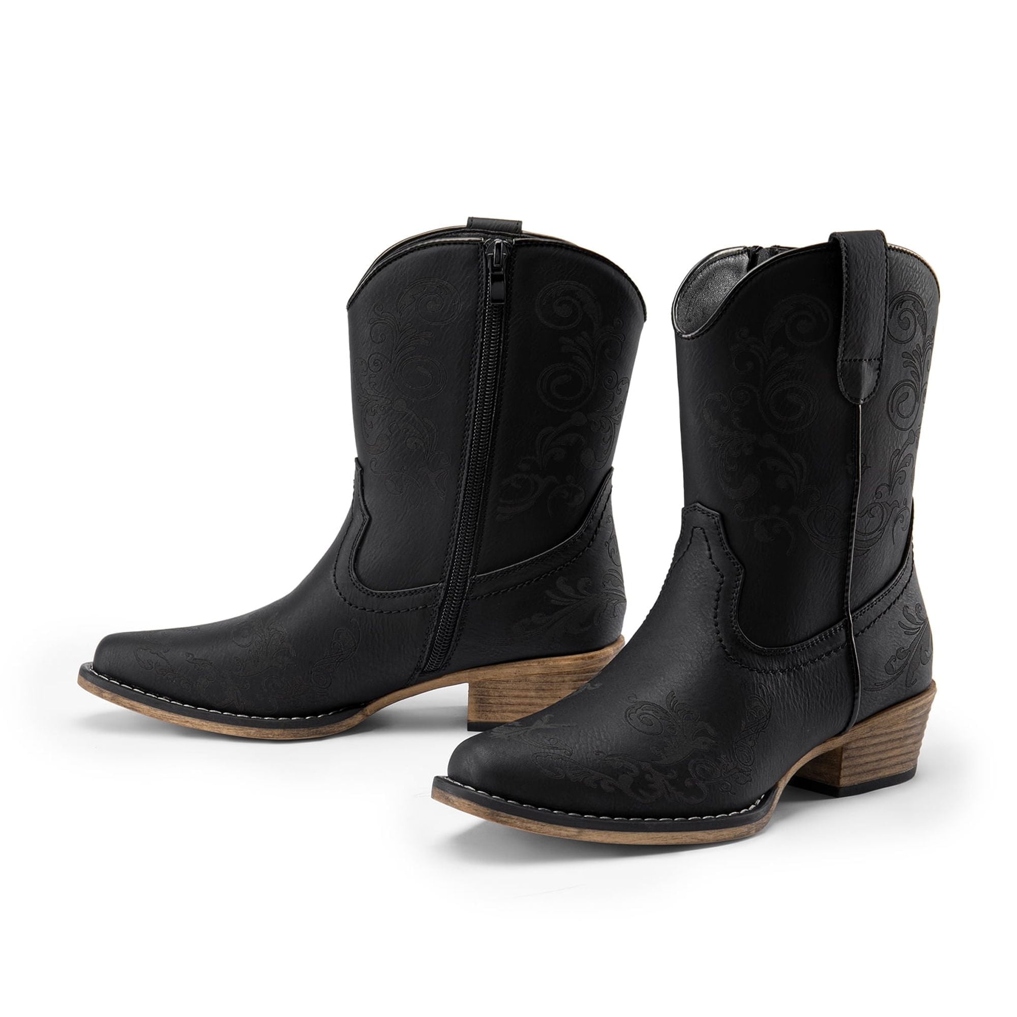 DREAM PAIRS Women's Cowboy Cowgirl Western Ankle Boots Low Chunky Heels Square Toe Fall Short Booties Shoes