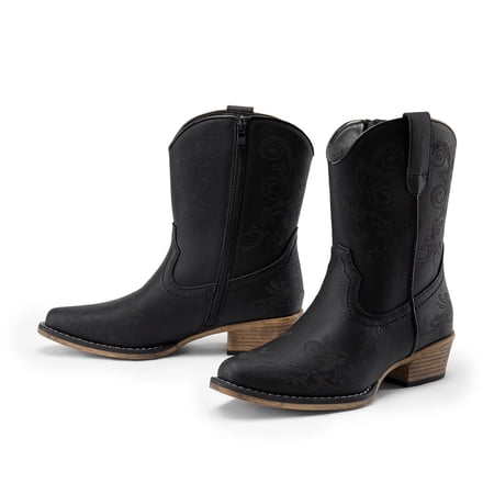 DREAM PAIRS Women's Cowboy Cowgirl Western Ankle Boots Low Chunky Heels Square Toe Fall Short Booties Shoes