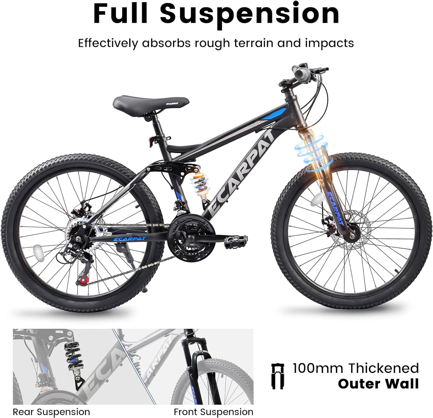 Ambifirner 27" Mountain Bike for Adults - 8-Speed Shifter & Dual Disc Brakes - All-Terrain Tires & Shock Absorber - 85% Pre-Assembled