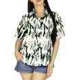 thumbnail image 5 of LA LEELA Women's Button Down Blouses Casual Summer Beach Party Blouse Shirt Hawaiian T-Shirt Blouses Short Sleeve Vacation Dress Tee Shirts Tops for Women S Tie Dye Leaves, Black, 5 of 5