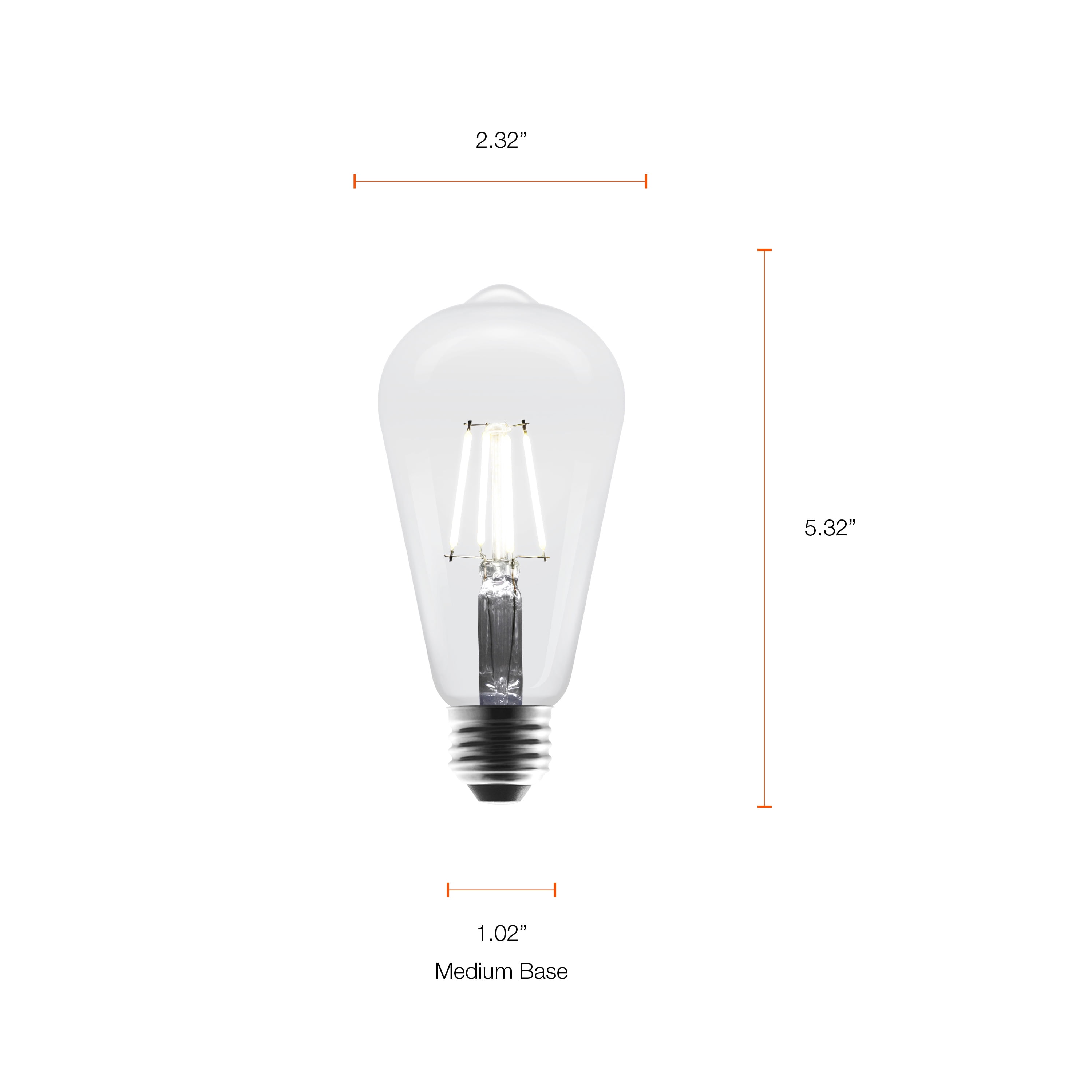 (2 pack) Better Homes & Gardens Vintage LED Light Bulb, ST19 40 W Eqv,Daylight Clsc Filament, E26, Dim - 2 Pk