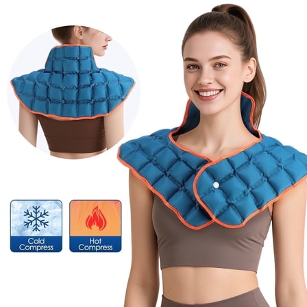 Wiher Ice Packs & Heating Pad for Neck Shoulder with Fixed Buckle, Reusable Relieving Neck Shoulder Back Pain and Swelling for Hot and Cold Compresses to Treat Swelling and Bruising, Dark Green