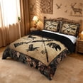 thumbnail image 2 of meiyoeat Safari Deer Bear Mallard Duvet Cover Queen For Kids,Hunting Wildlife Queen Bedding For Boys,Black Reversible,3 Pieces(No Comforter), 2 of 6