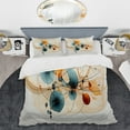 thumbnail image 2 of Designart "Blue Orange Line Art Conceptual Abstracts II" Modern Bedding Covert Set - Line Art Teal Abstract Bed Set With 1 Sham, 2 of 6