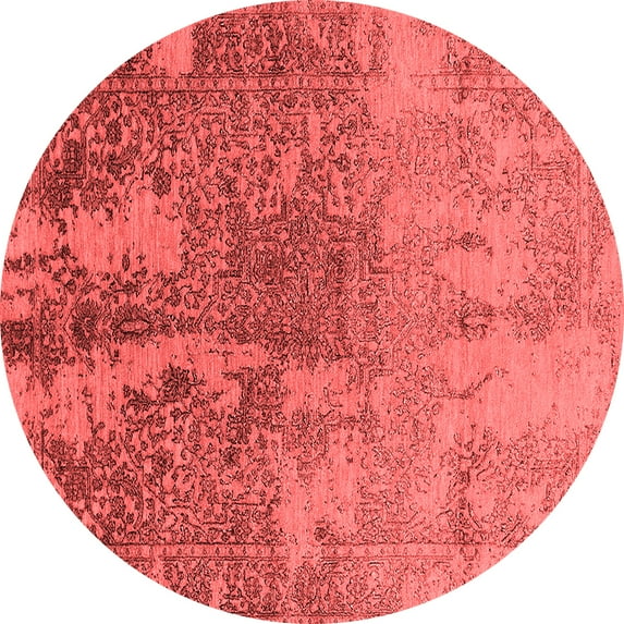 Ahgly Company Indoor Round Oriental Red Industrial Area Rugs, 5' Round