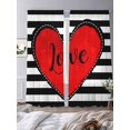 thumbnail image 4 of Valentine's Day Red Love Chiffon Sheer Curtains 84 Inches Long, Geometric Black White Stripe 2 Rod Pocket Window Treatment Voile Drapes Curtains for Living Room Bedroom,2 Panels, 52x84In, 4 of 9