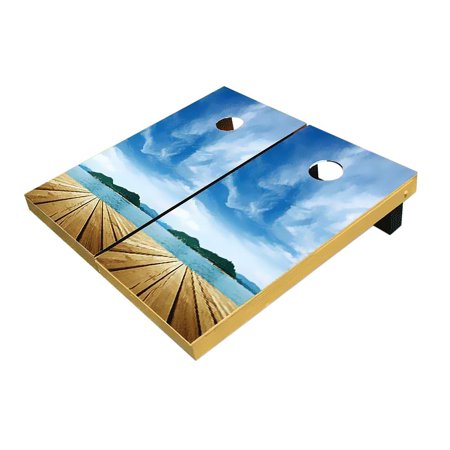 Skip's Garage Beach Dock #3 Solid Wood Cornhole Board Set