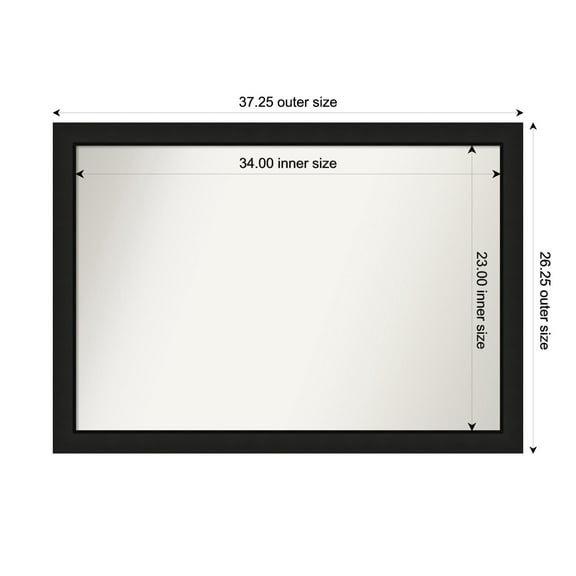 Amanti Art Custom Wall and Bathroom Mirror (26.25 x 37.25 in.), Midnight Black Narrow Frame