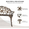 thumbnail image 4 of LYYHTY 38.5" Patio Park Garden Outdoor Metal Rose Bench,Cast Iron Cast Aluminium Frame Antique Finish Chair,Accented Lawn Front Porch Path Yard Decor Deck Furniture for 2 Person Seat（Bronze, 4 of 9