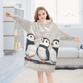 thumbnail image 5 of FORMRS Wearable Blanket Hoodie with Sleeves for Kids Cozy Flannel Sweatshirt, Cute Puffin, 5 of 7