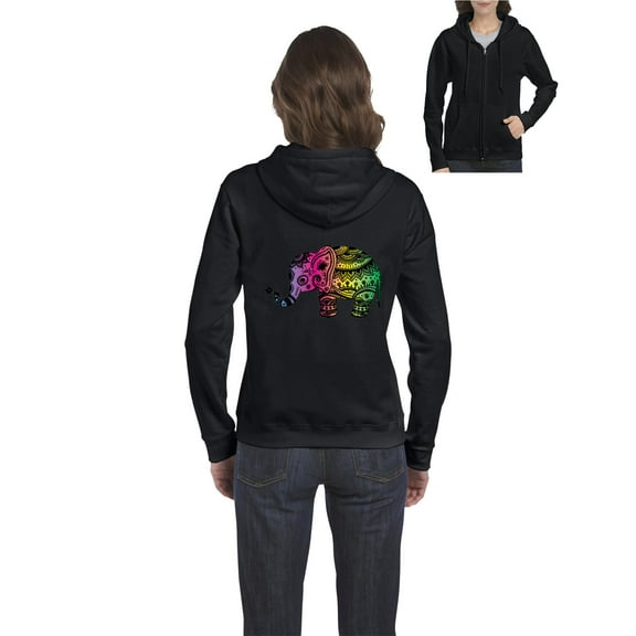 IWPF - Women's Sweatshirt Full-Zip Pullover - Elephant