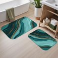thumbnail image 2 of Blue and Gold Marble Pattern Bath Mat Set Of 2,Non-Slip Rug for Bathroom,Kitchen,Bedroom,Entrance, 30x17 and 23.5x15.7 Inches, 2 of 4