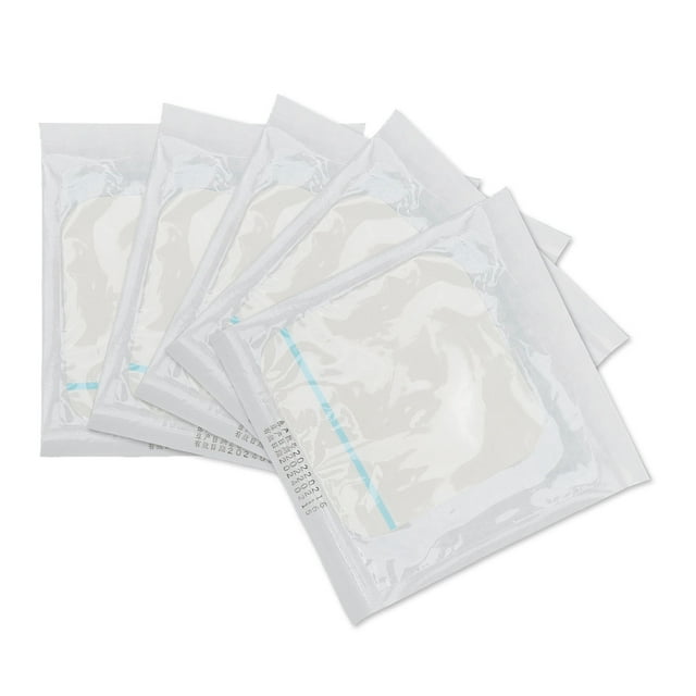 5 apósitos hidrocoloide de 4 x 4 pulgadas, impermeables, autoadhesivos, para el cuidado de heridas, para protección