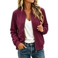 thumbnail image 2 of Guluxicc Women's Plaid Bomber Jackets Full Zipper Ribbed Cuffs Hem Long Sleeve Casual Jackets for Everyday Fall Winter, 2 of 7