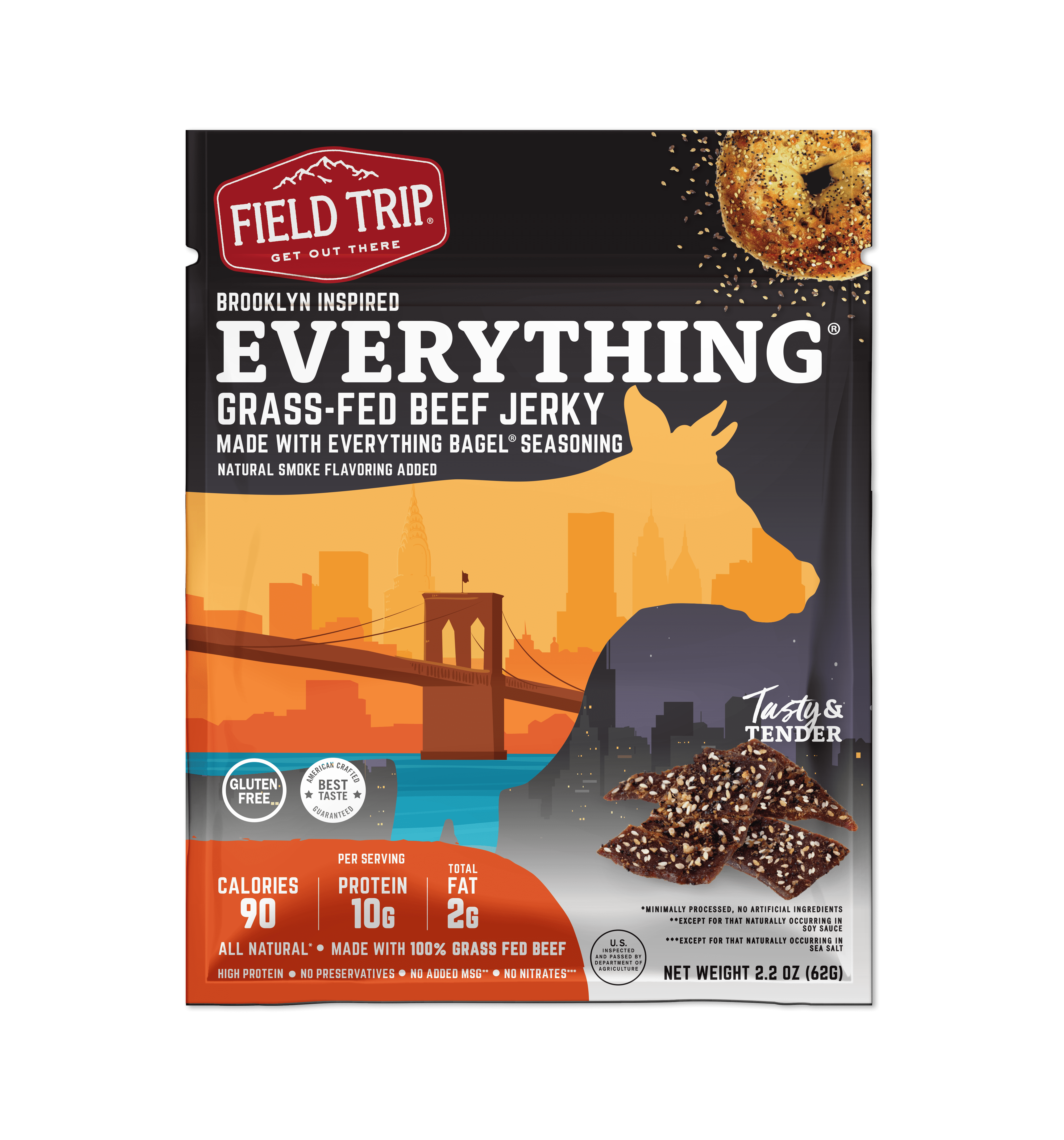 Field Trip Beef Jerky BK Everything Bagel Seasoned 2.2 oz 9pk