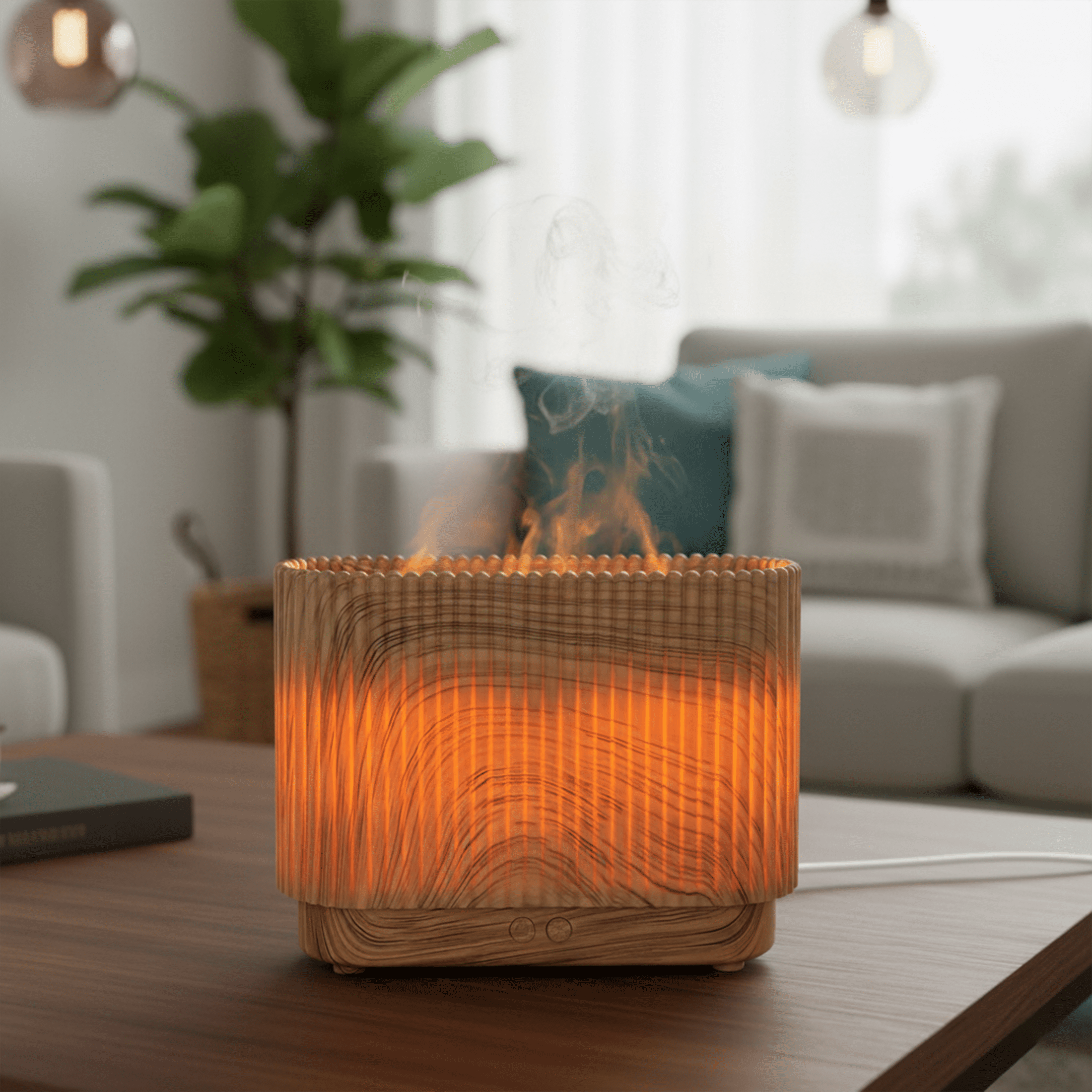 Better Homes & Gardens Ultrasonic Diffuser with Slim Wood Finish, 150ml Capacity